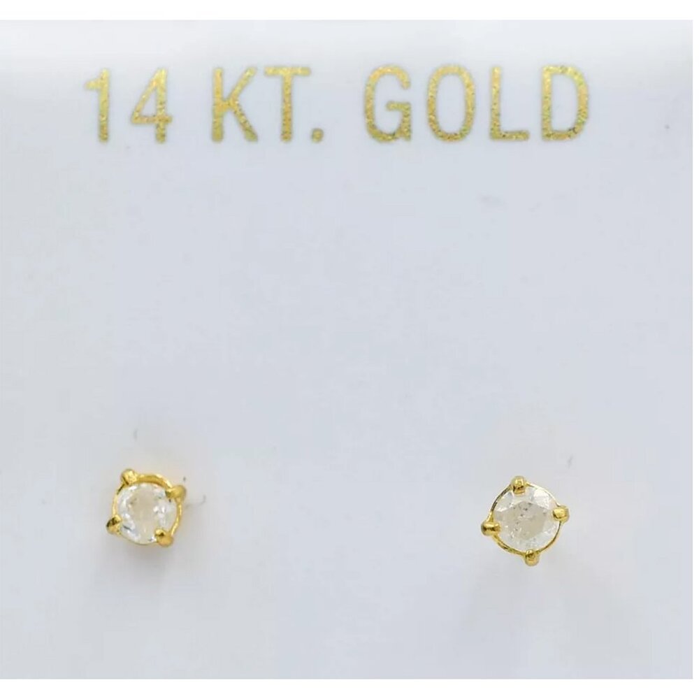 Genuine Diamond Stud Earrings 14k Yellow Gold